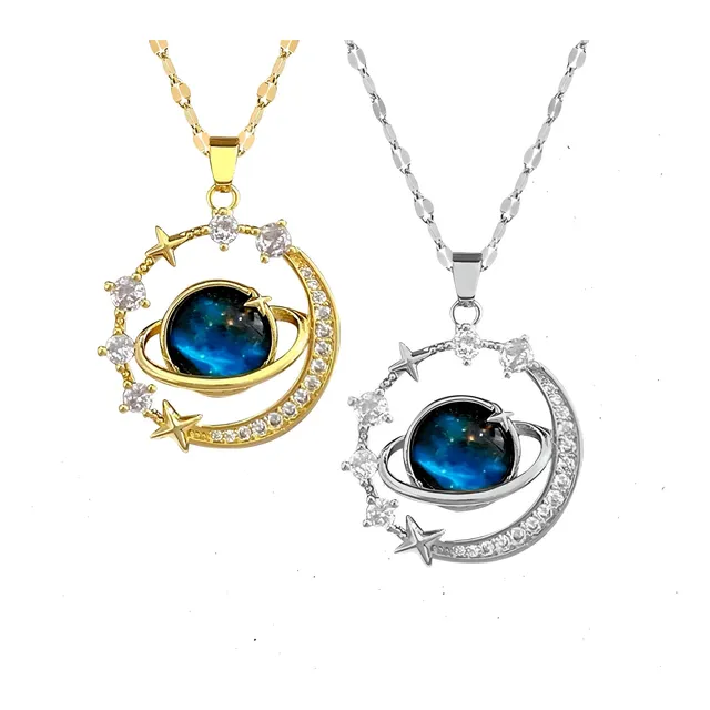 Collar Saturno Galaxia Pulsera Girasol Flor Cadena Planeta