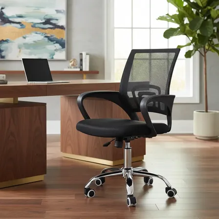 Cadeira De Escritório Easy Office Ergonômica Confortável Preto Algodão