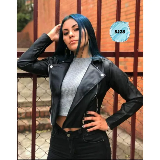 Chaqueta Rockera Para Dama En Cuerotex