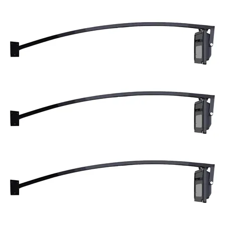 Kit 3 Suportes Para Refletor Int/ext. 60cm Curvo Preto