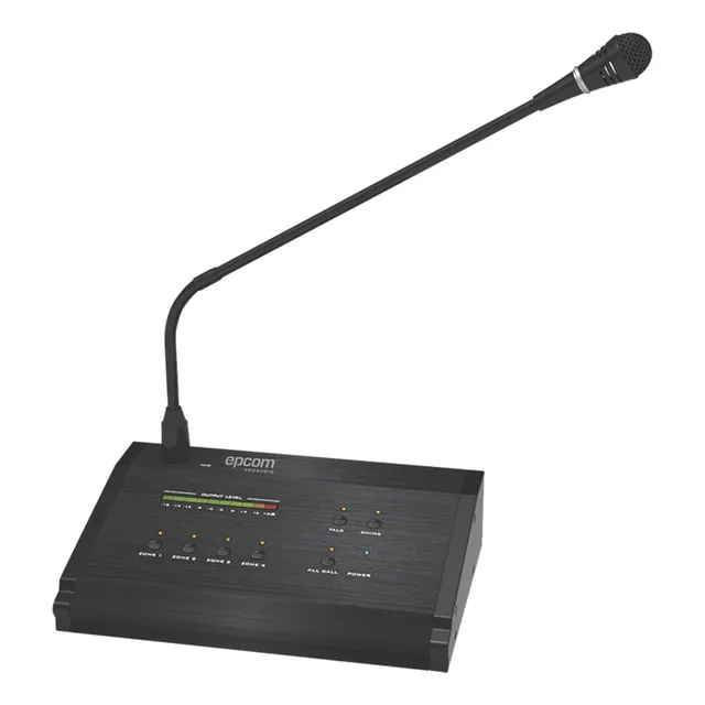 Micrófono A Distancia 4 Zonas Para Sistema De Voceo, Sf-4012 Negro