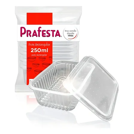 Kit 72 Potes Herméticos Plástico Prafesta 250mL Microondas Freezer