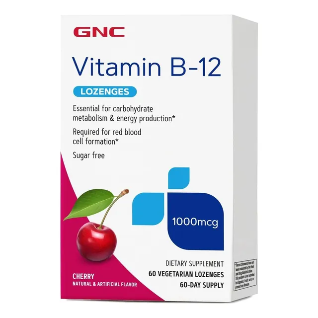 Vitamina B12 1000 Mcg Gnc 60 Pastillas Vegetarianas Cereza