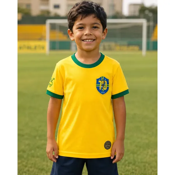 Camisa Retrô Brasil Pelé 1970 — Infantil