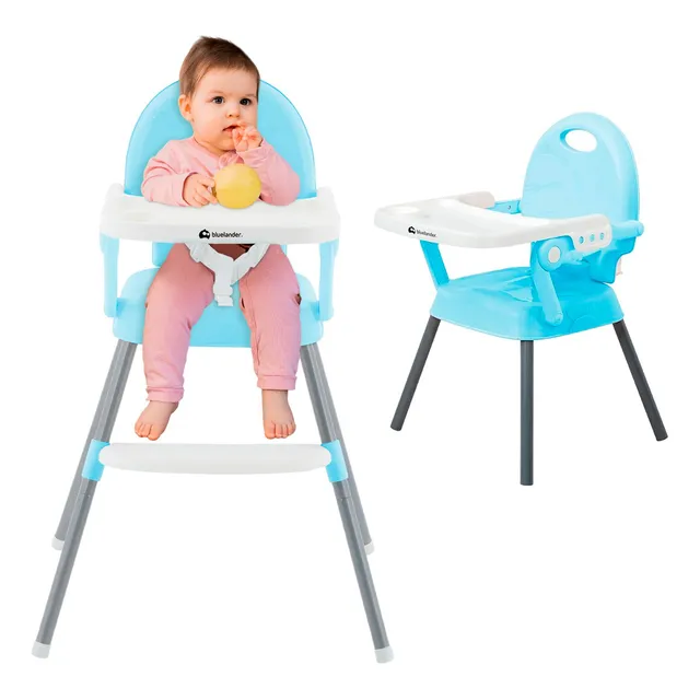 Silla Periquera Para Bebe Alta Plegable Portatil 3 En 1 Color Azul