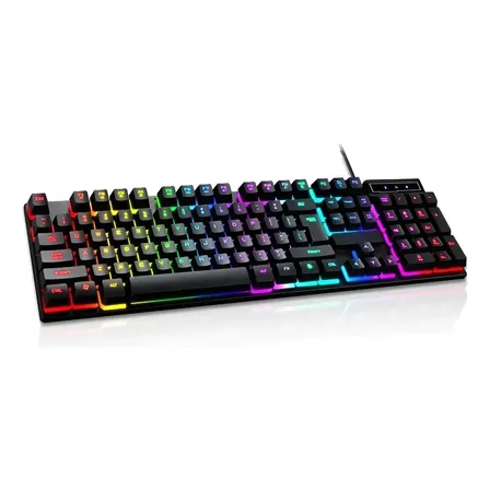 Teclado Gamer Semi Mecânico Led Rgb Abnt2 Usb Pc Computador Preto