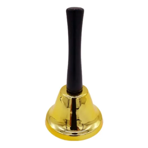 Sino Sineta Dourado Do Papai Noel De Metal E Madeira 12 Cm