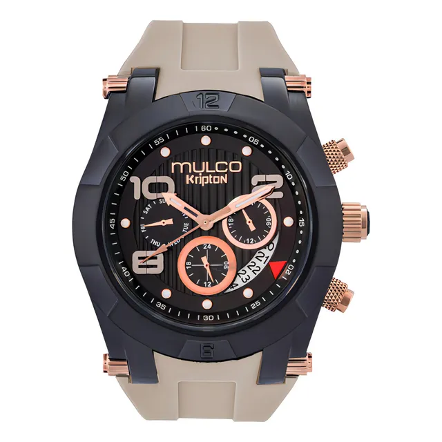 Reloj Para Hombre Mulco Kripton Casual Con Correa Beige Y Caja Negra Mw-5-4828-115