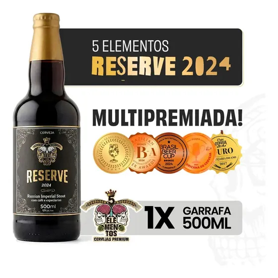 Cerveja Artesanal 5 Elementos Reserve 2024 Russian Imperial Stout Escura de 500ml