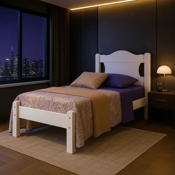 Cama De Solteiro Em Mdf 100% Munique Resistente Cor Branco