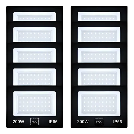 10x Refletor Led 200w Prova Dagua Ip66 Holofote Bivolt Slim 127/220v Preto Branco Frio 6500k