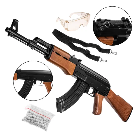 Fusil Airsoft Ak-47 Marcadora Electrica Balines 6mm Cm022 Negro 6 Mm