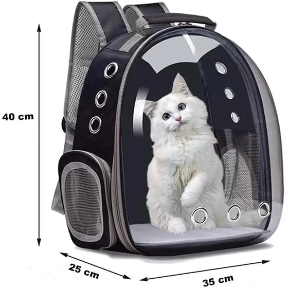 Mochila Pet visão panorâmica inteligente segurança ventilação cor preto com conforto premium