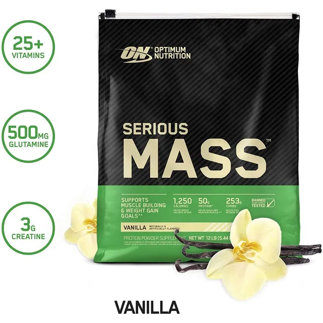 Serious Mass Optimum Nutrition 12 Libras Sabor Vainilla