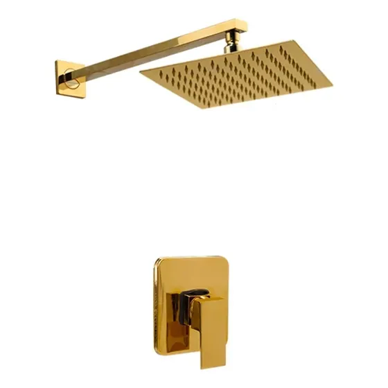 Larro Juego Grifo Ducha Dorado Sistema Lluvia Combinado Para