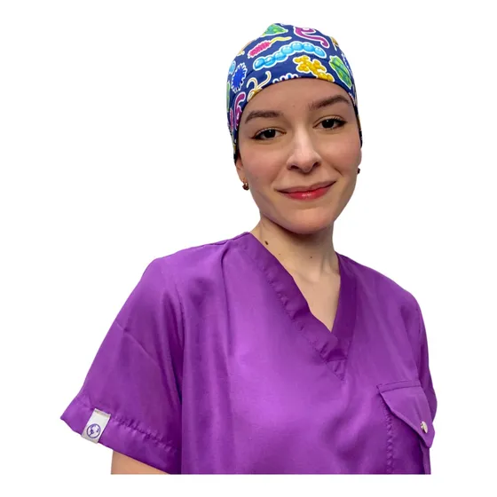 Gorro Quirurgico Diseño Estampado De Microbiología Bacterias