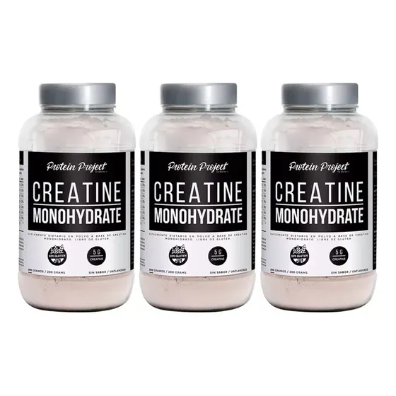 Protein Project Combo Creatina Monohidrato 3 Unidades X200gr Sabor Sin Sabor