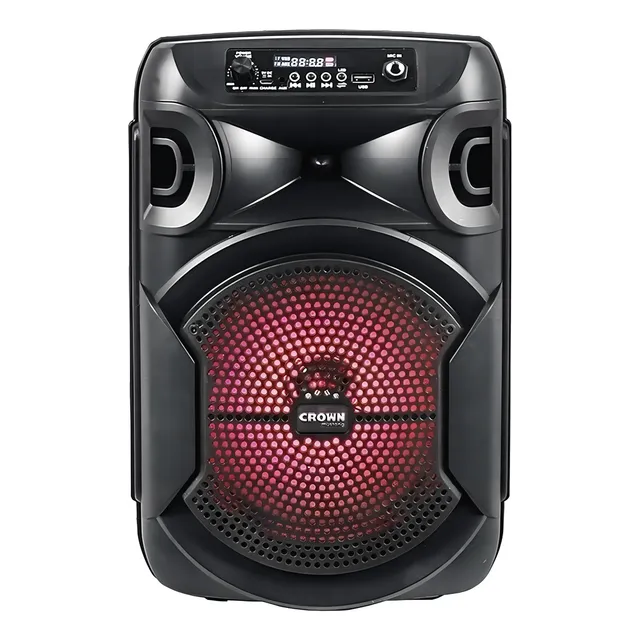 Parlante Portatil Bluetooth Led Crown Mustang Djs-820 2500w PMPO Color Negro