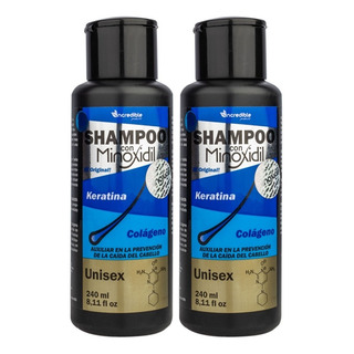 Kit 2 Shampoo Minoxidil Keratina Colageno Sin Sal 480ml Kit 2 Shampoo Minoxidil Keratina Colageno Sin Sal 480ml