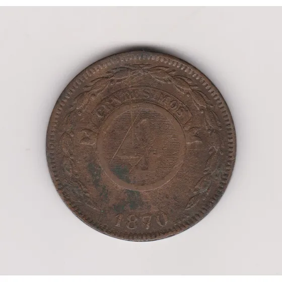 Moneda Paraguay 4 Centesimos Año 1870 Muy Buen -