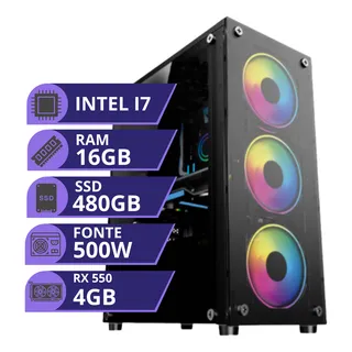 Pc Gamer Cpu Intel I7 3.4ghz Ssd 480gb 16gb Rx550 4gb 500w Pc Gamer Cpu Intel I7 3.4ghz Ssd 480gb 16gb Rx550 4gb 500w