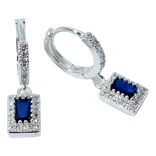 Aros Argolla De Acero Blanco Dije Rectangular Con Brillitos Aros Argolla De Acero Blanco Dije Rectangular Con Brillitos