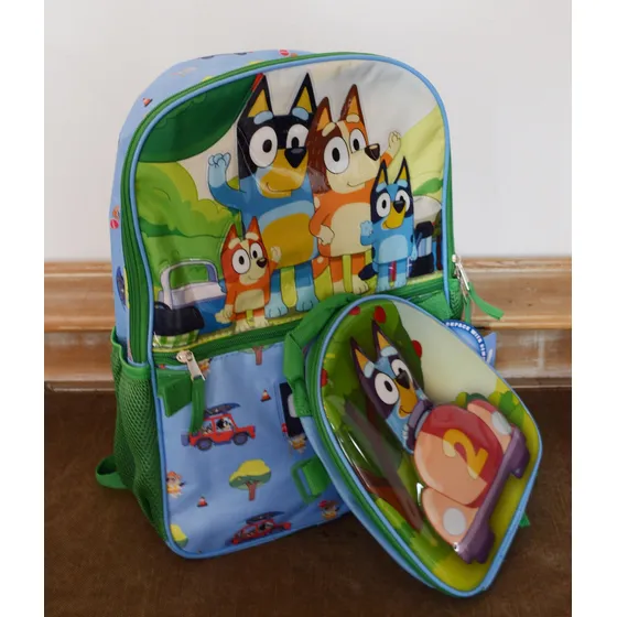 Morral Bluey Bingo Y Familia De Paseo Con Lonchera Original