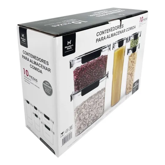 Contenedores Members Mark Para Almacenar Comida 10 Pzas Color Negro