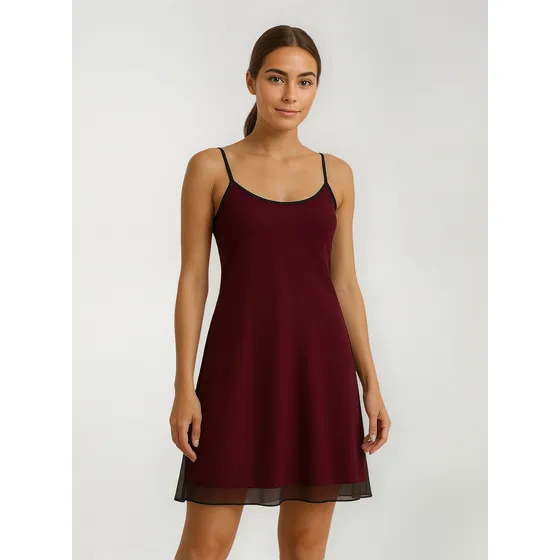 Mini Vestido Solero Fiesta Fucsia  Forrado En Red Negra M