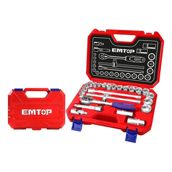 Set Juego Llaves Tubo Caja 25 Piezas 1/2 Cromo Vanadio