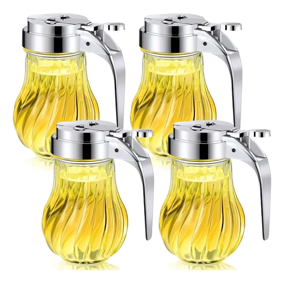 Set X4 Mielera Azucarera Vidrio Dosificador Miel Azucar
