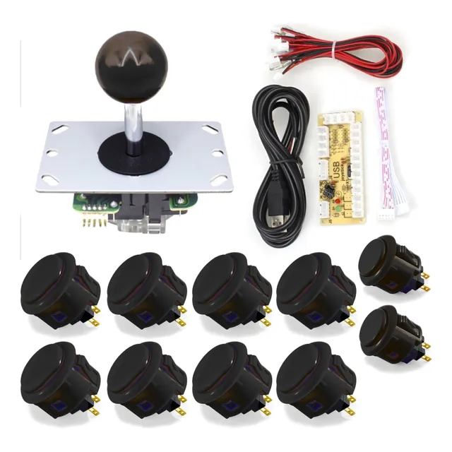 Kit Arcade Mame 1 Palanca 10 Botones Para Raspberry Y Pc Usb