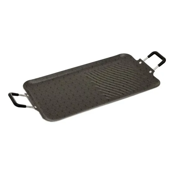 Plancha Doble Para Asar Imusa 50x27 Cm Color Negro