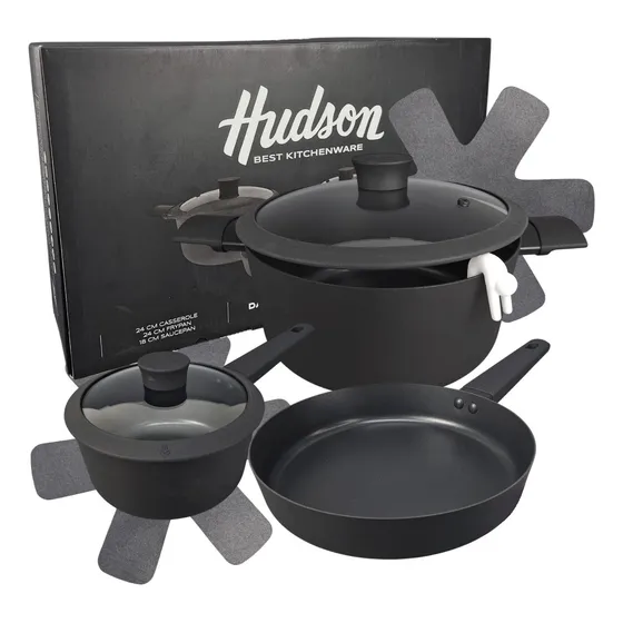Set Olla Cacerola Sarten Teflon Hudson Bateria Aluminio Varios Colores En Caja De Regalo Primera Calidad Oferta Bz3
