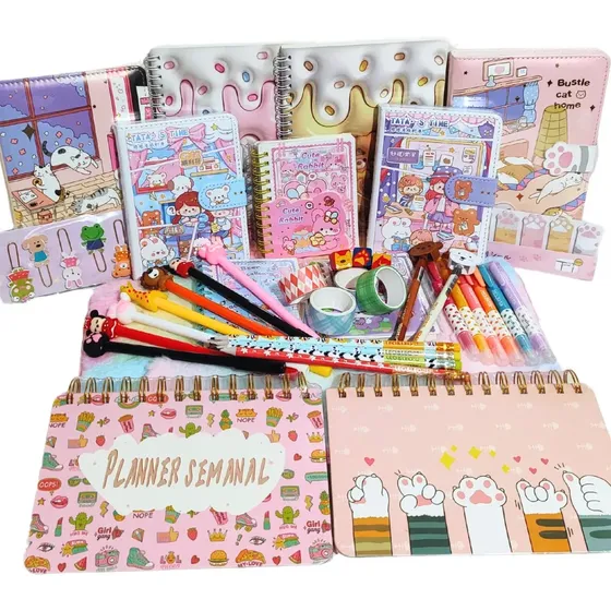 Kit Papelaria Fofa Kawaii 30 Peças Luxo