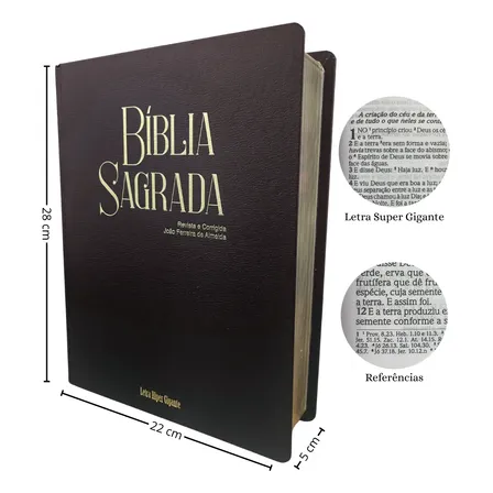 Bíblia Sagrada Púlpito Capa Preta Arc Almeida Revista Corrigida Letra Hiper Gigante João Ferreira