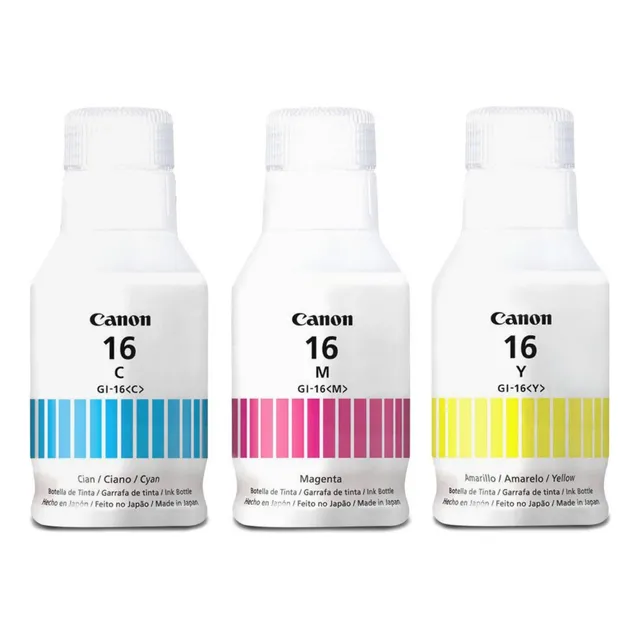 Canon Kit De Tintas Gi-16 Color 3pz Amarillo, Magenta, Cian.