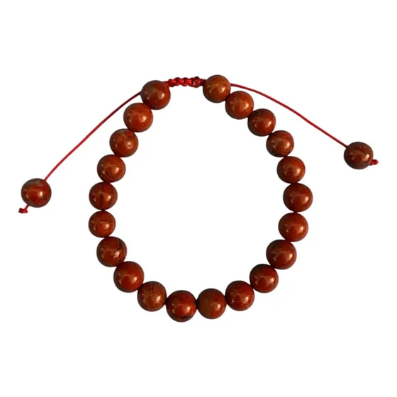 Pulsera De Jaspe Rojo Ajustable 8 Mm Contra Mal De Ojo Rojo 6 Cm 18 Cm