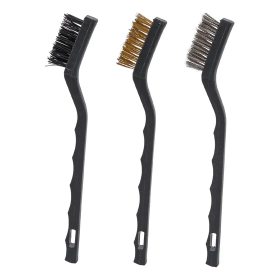Escova Mini Em Aço Cabo Plastico Jogo C/ 3 Peças - Eda 8ag