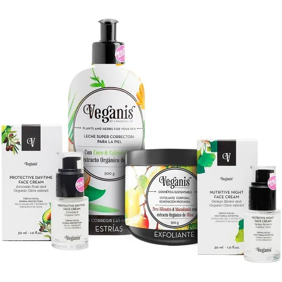 Pack Exfoliante Vegano, Leche Veganis Y Cremas Faciales