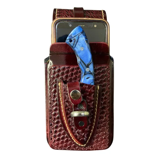 Kit Capinha Celular Bainha Em Couro Com Opções De Cor Facas