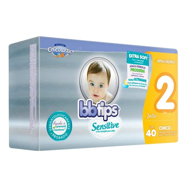 Pañales Desechables Talla 2 Chico 40 Pzas Sensitive Bbtips