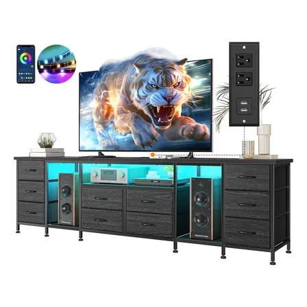 Furrific® Mesa Para Tv De 1,9 Metros/multifuncionalmobiliario For Tv Moderno/tv 65-85 Inch With Light Tira Rgb-gran… Negro