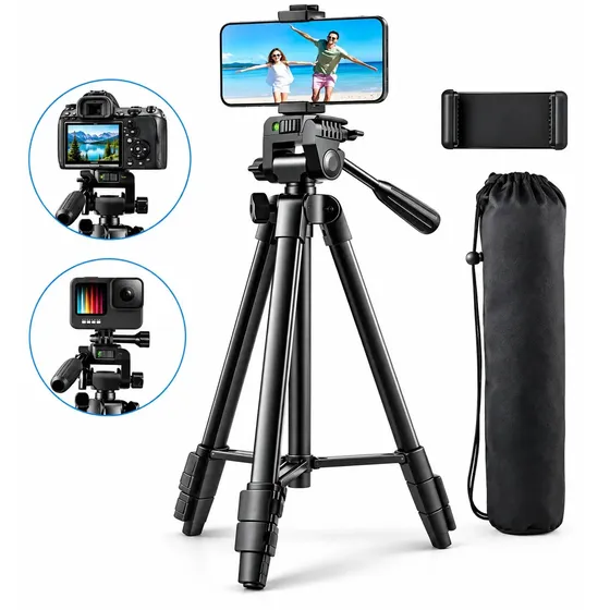 Trípode Profesional Para Cámara/Celular Video Color Negro + Bolso