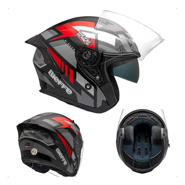 Capacete Bieffe B-pace Aragon Preto Com Vermelho