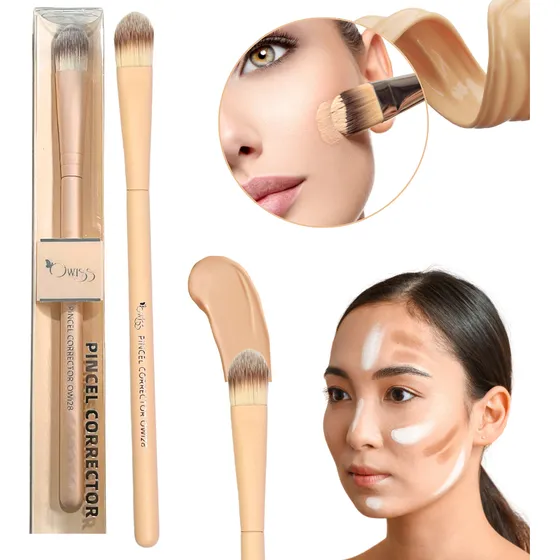 Brocha De Maquillaje P/ Corrector Lengua De Gato Profesional Color Rosa