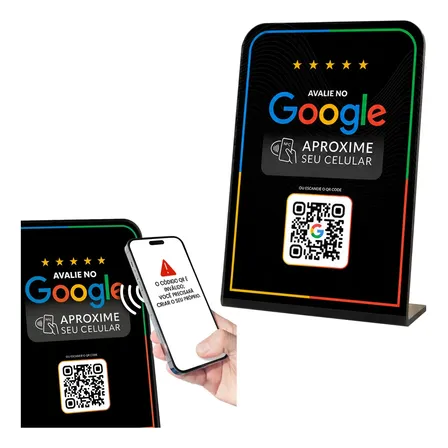Placa De Avaliação Google Com Nfc E Qr Code
