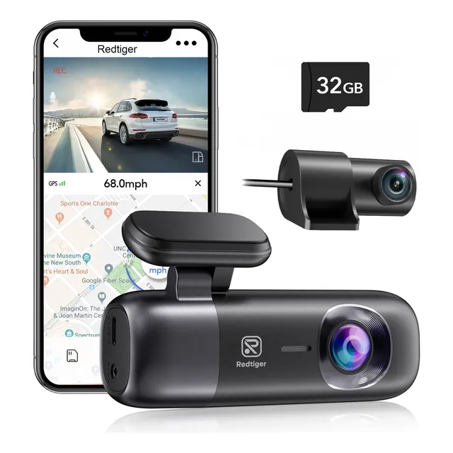 4k Cámara Para Auto Dual Dashcam Con 32gb Y Gps Wifi 