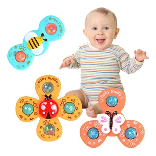 Brinquedo Com Ventosa Para Bebês Gruda No Vidro Kit 3 Peças Amarelo