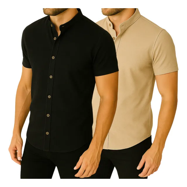 Kit 2 Camisas Manga Curta Gola Padre Masculina